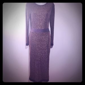 Black and gold foil streatch midi dress